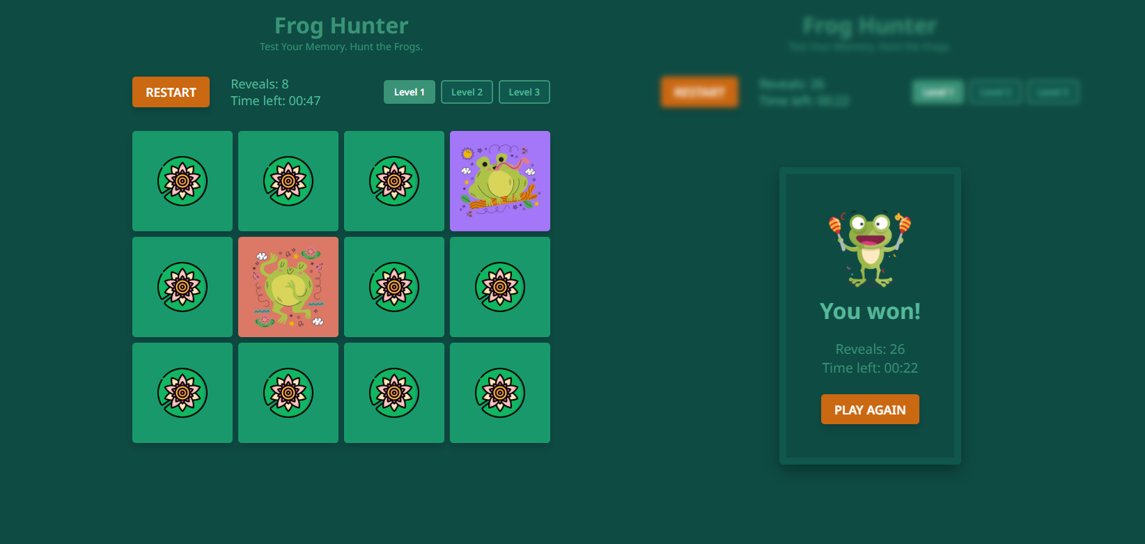 Frog Hunter memory game preview